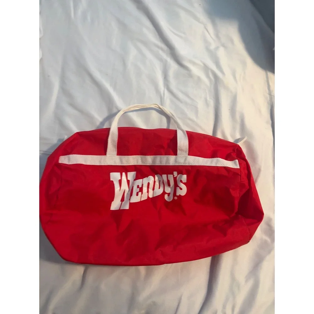 Wendy's Duffle Bag Vintage Promotional Red White Logo Gym Travel Bag OS